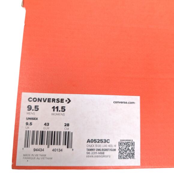 Converse Chuck 70 De Luxe Heel Womens 11.5 Tawny Owl Canvas Platform Sneaker NEW - Picture 5 of 11